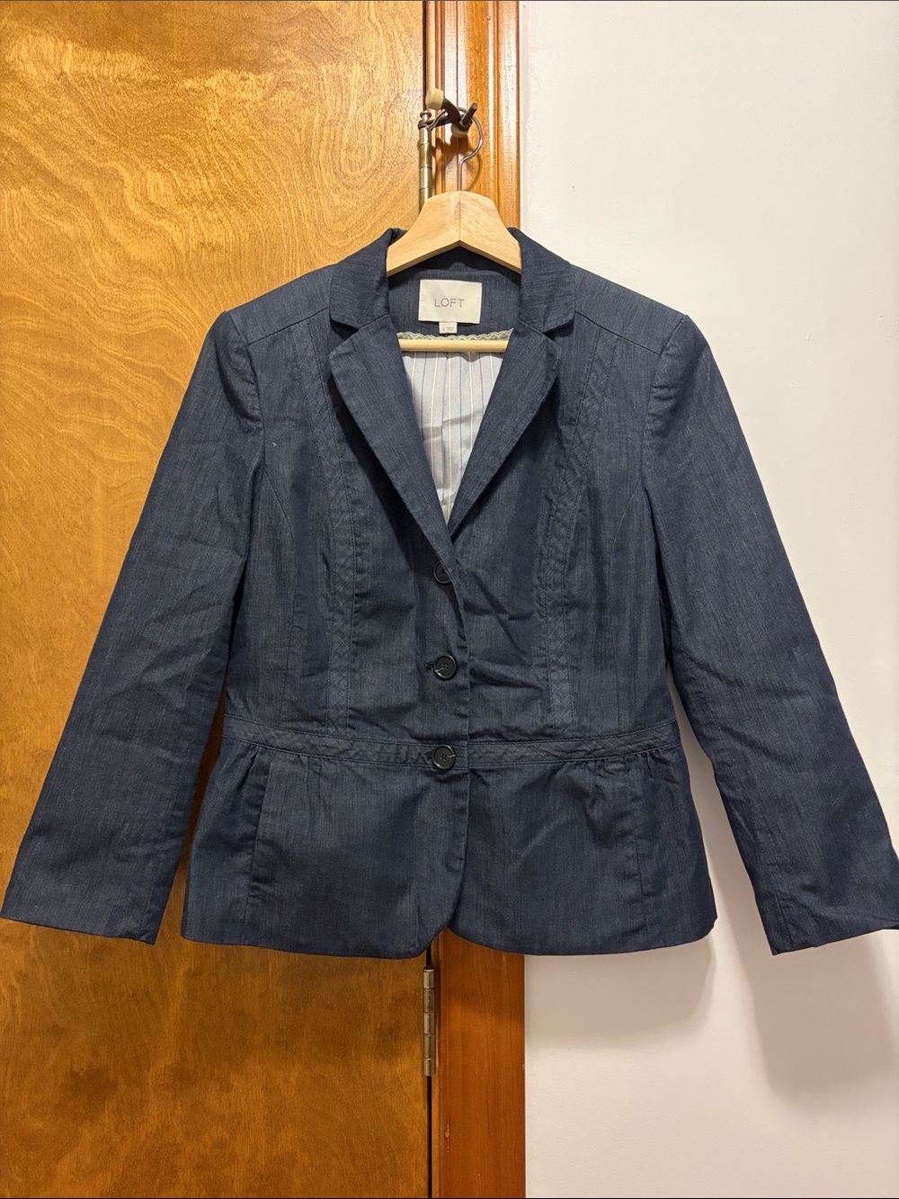 LOFT Dark Navy Fitted Blazer Jacket